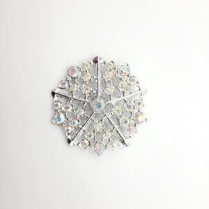 Silver Crystal Snowflake Brooch